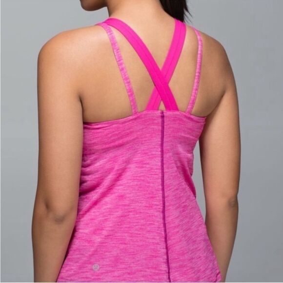 Lululemon Run For Gold Tank Hot Pink Magenta Running Tank Top Sports Bra Size 8 - Picture 2 of 13